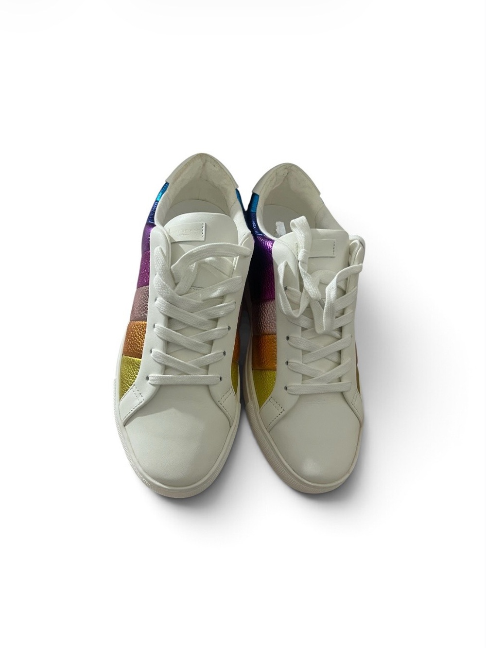 Kurt Geiger White Leather Sneakers with Rainbow Panels